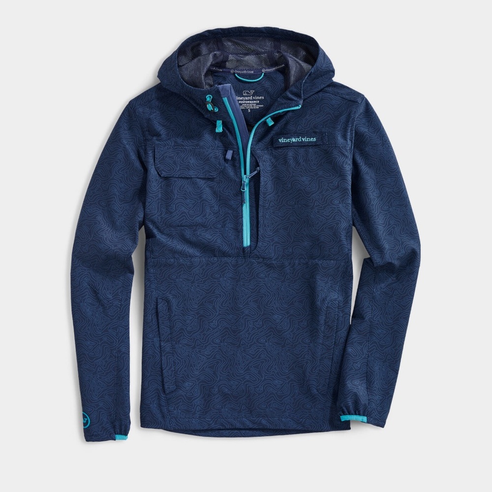 New Vineyard Vines Performance Packable Navy Windbreaker Mens Sz XL